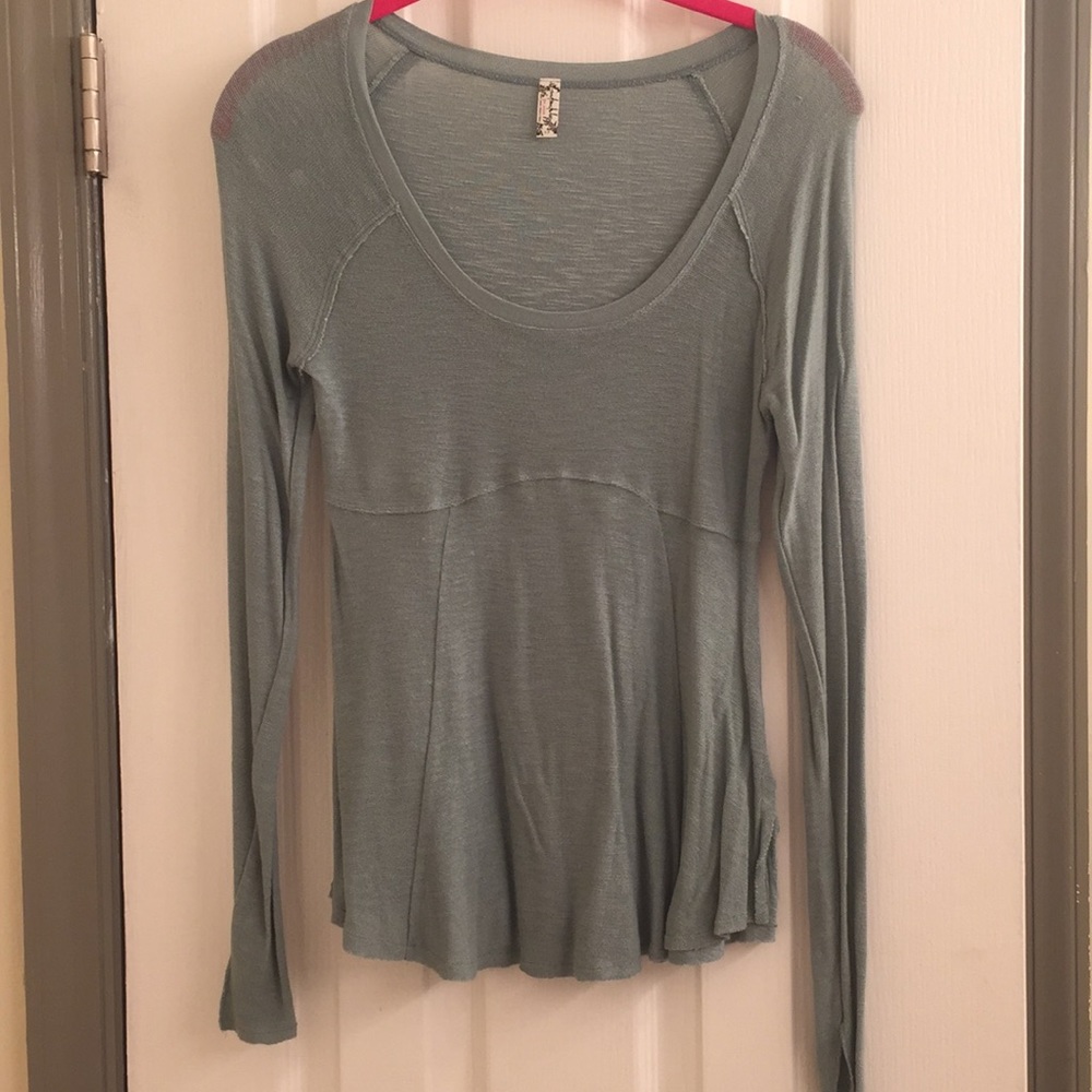 Free People Scoop-neck Long Sleeve Shirt - XS